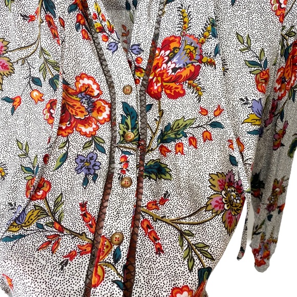 Anthropologie Maeve Janie Flounced Floral Lace Mesh Peasant Blouse Size 2 - Picture 7 of 8